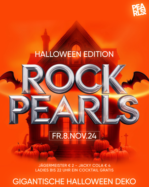 Fr.8.Nov.24 ROCK PEARLS Halloween Edition 🎃 GIGANTISCHE HALLOWEEN DEKO 🎃 🎃🎃🎃🎃🎃 🎸 Die Party für Erwachsene! 🎸 Jägermeister € 2 🎸 Jack Cola € 4 🎸 Ladies bis 22 Uhr ein Cocktail gratis! 🎃🎃🎃🎃🎃 🎃 Grosse Discothek: Original Rock Pearls Soundmix DJ Marcus & DJ Mathias 🎃 Kleine Discothek: Hard and Heavy DJ Thorsten 🎃 🎸🎸🎸🎸🎸 🎃 Einlass 21 Uhr Eintritt nur € 6 Ab 18 Jahren 🎃 🎸🎸🎸🎸🎸 🎃 Club PEARLS Nabburg Schlörstraße 1A 92507 Nabburg