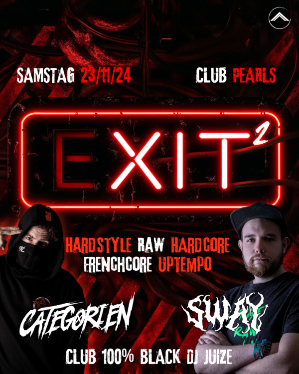 Sa.23.11.24 ⚠️☢️⛔️ eXIT 2 ⚠️☢️⛔️ HARDSTYLE ☢️ RAW ☢️ HARDCORE ☢️ FRENCHCORE ☢️ UPTEMPO Starring 🚨 DJ CategorieN 🚨 DJ SWAY ⚠️☢️⛔️ _____________ 🔥🔥🔥🔥 ▶ KLEINE HALLE 100% Black Music DJ Juize 🔥🔥🔥🔥 Einlass 21 Uhr _____________ Mit Formular ab 16 bis 4 Uhr feiern Ohne Formular ab 16 bis 0 Uhr feiern _____________ NUR Abendkasse - Ticket 7€ _____________ Club PEARLS Nabburg Schlörstraße 1A 92507 Nabburg