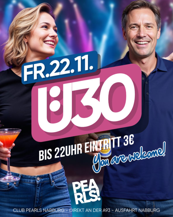 Freitag, 22.Nov.24 ❤️ Ü30 Party ❤️ Feiern, flirten, tanzen ❤️👯❤️👯 Bis 22 Uhr Eintritt nur 3€ Einlass 21 Uhr ❤️👯❤️👯 Mit DJ TOMMY S ❤️👯❤️👯 Club PEARLS Nabburg Schlörstraße 1A 92507 Nabburg